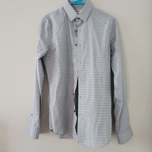 Express Mens Extra Slim Fit Checked Button-Up Dress Shirt